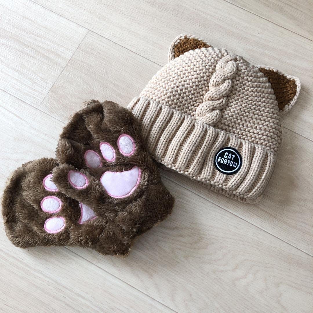 ちびぬい服　猫ニット帽　肉球手袋 ちびぬい服猫ニット帽肉球手袋